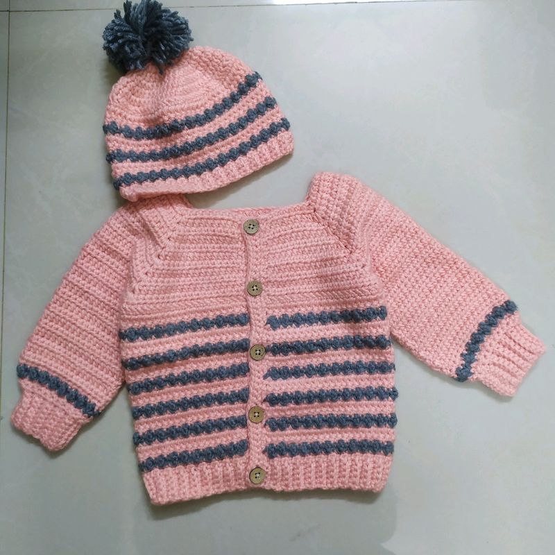 Crochet Cardigan And Beanie