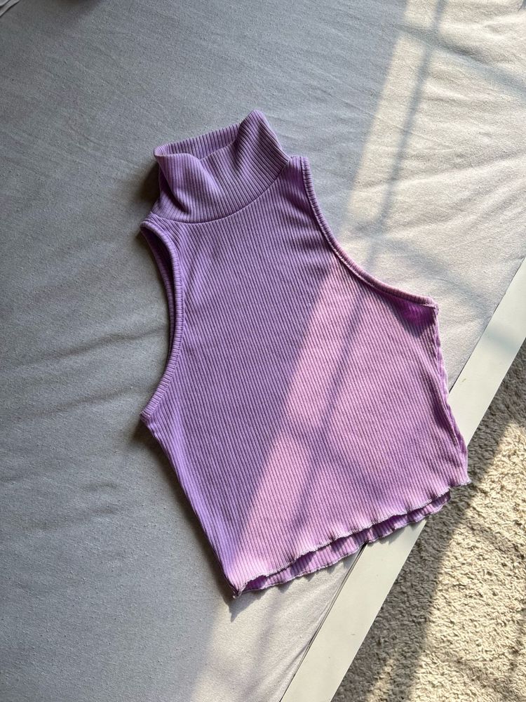 SSS - Lavender Ribbed Turtleneck Sleeveless Top