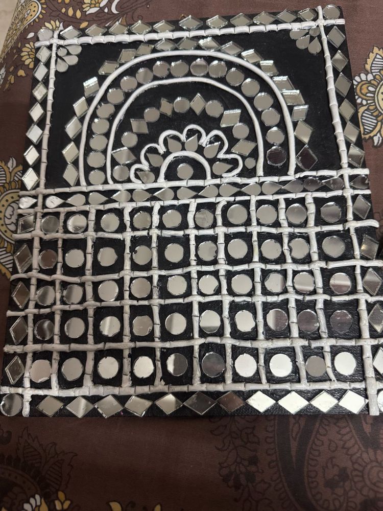 Embellished Mirror work canvas 3 paintings
