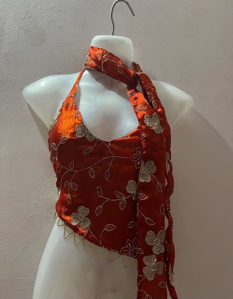 Desi backless asymmetrical halter top