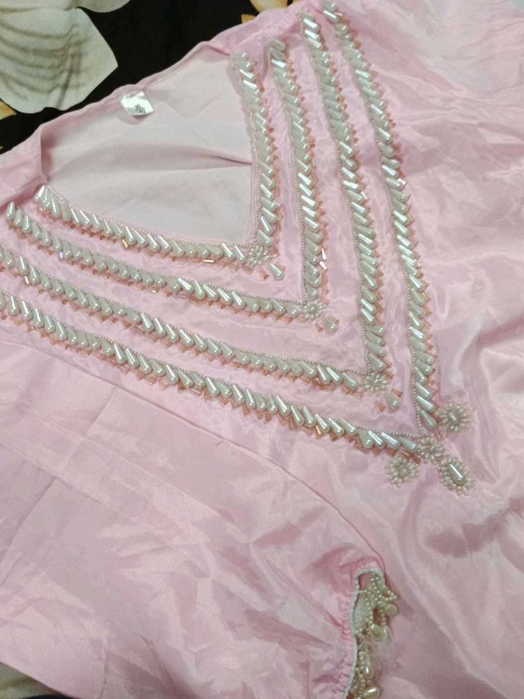 Elegant Pink Beaded Ethnic dress