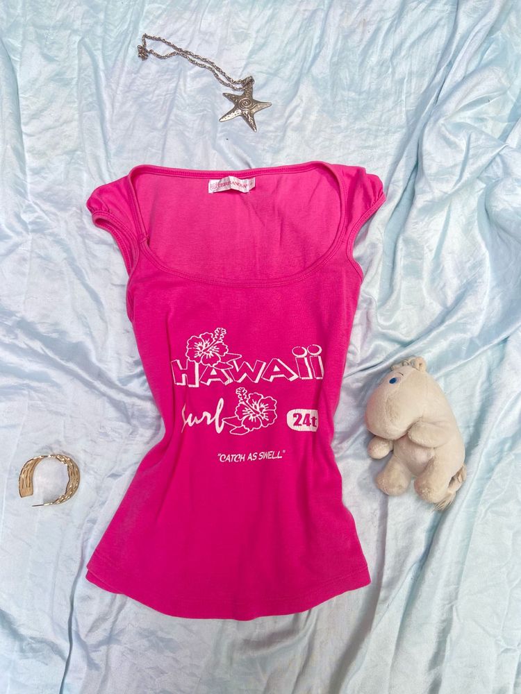 Hot Pink Hawaii Surf Tank Top