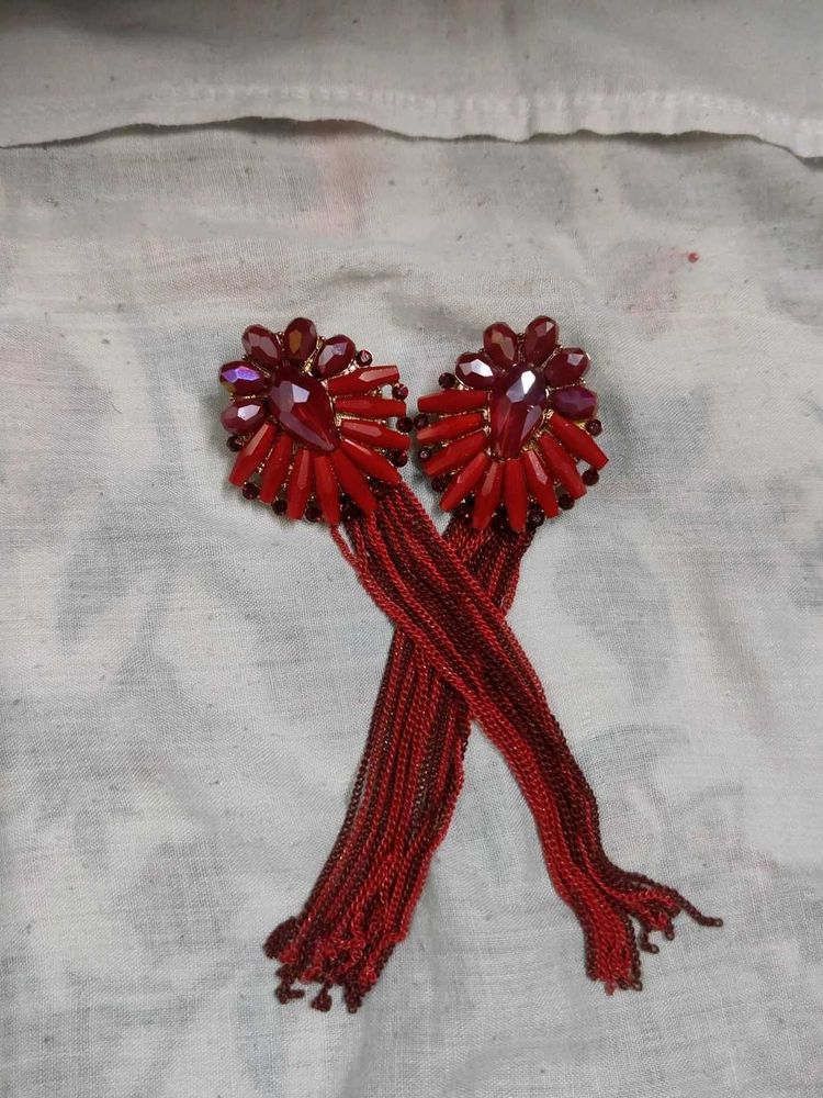 Red Tassel Earrings