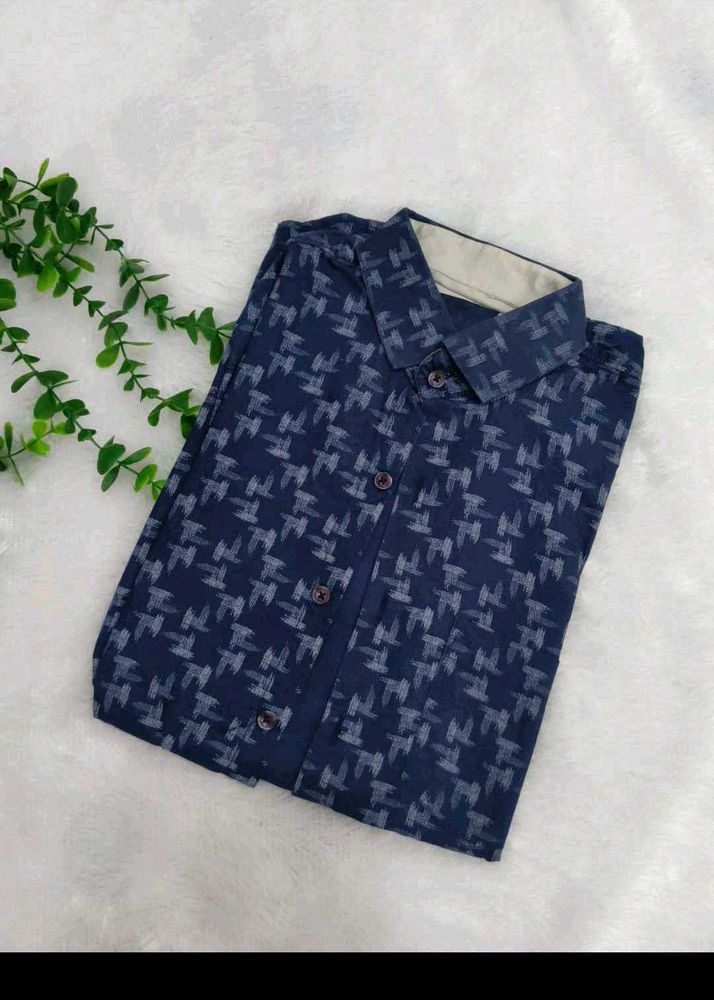Men's Stylish Printed Navy Blue Shirt
