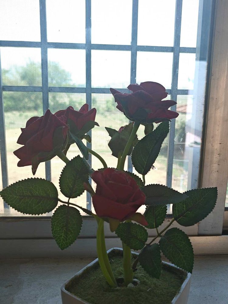 Artificial Red Rose Plant