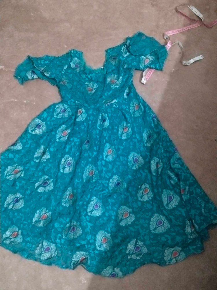 Beautiful Teal Peacock Print Gown