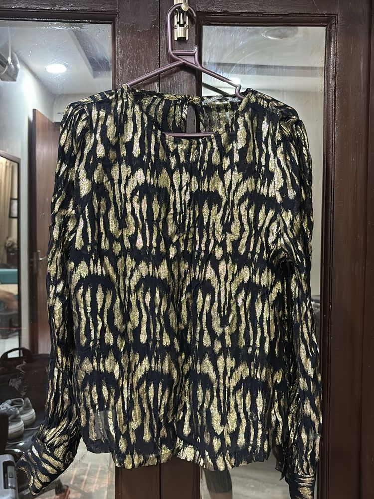 Gold &amp; Black Animal Print Blouse