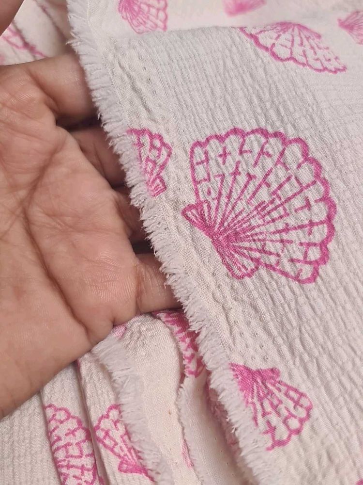 Pink Seashell Print Fabric
