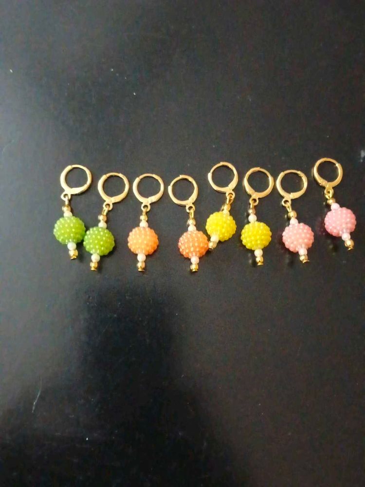 Colorful Beaded Hoop Earrings