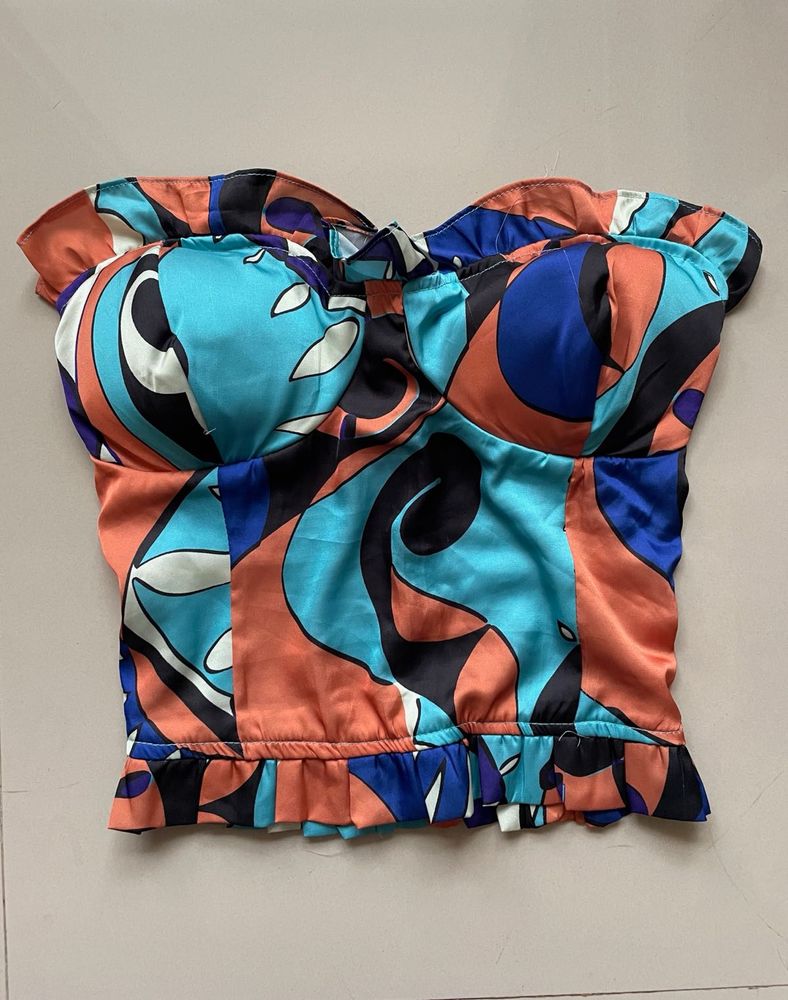 Shein Retro Print Corset Top