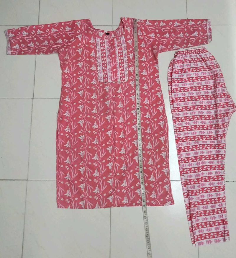 Pink Floral Kurta - Salwar Suit Set