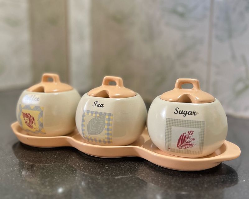 Ceramic Coffee, Tea &amp; Sugar Canister Set