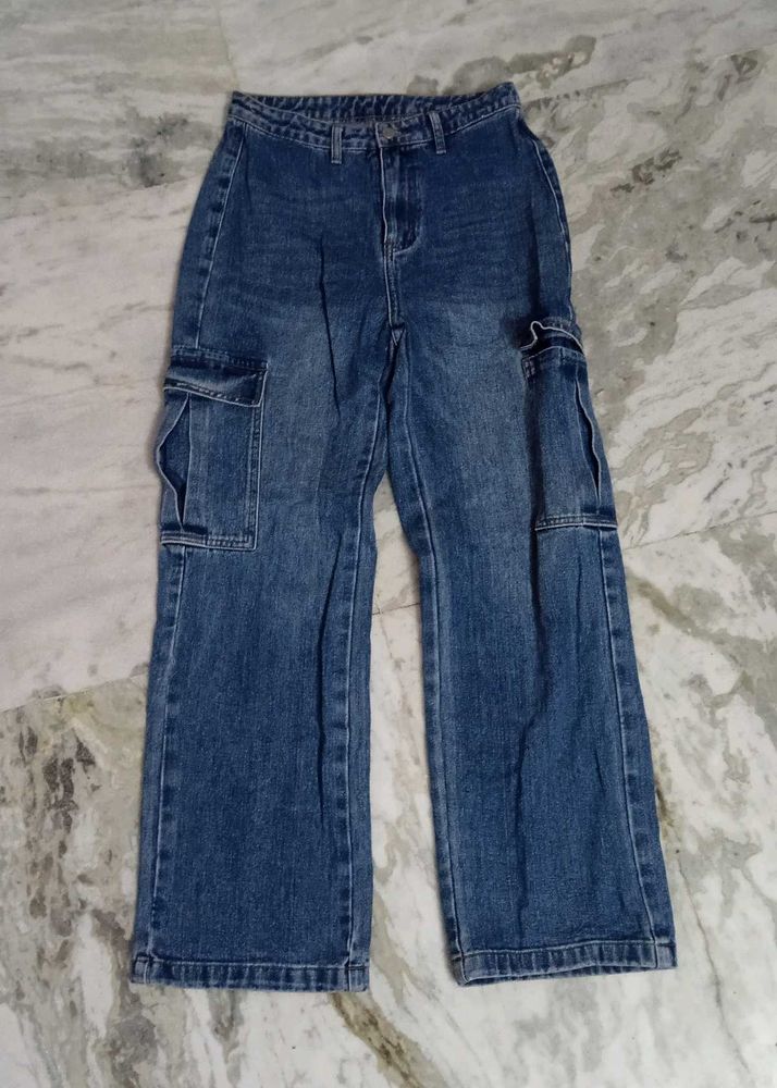 Savana Blue Denim Cargo Jeans