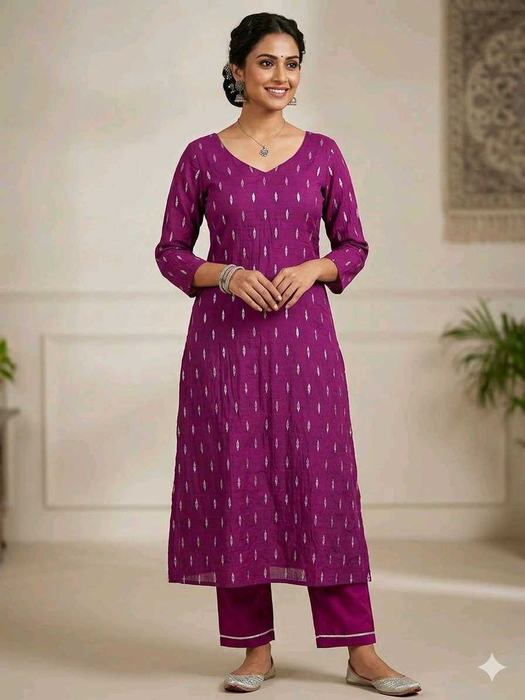 Vibrant Purple Kurta Set with Trousers