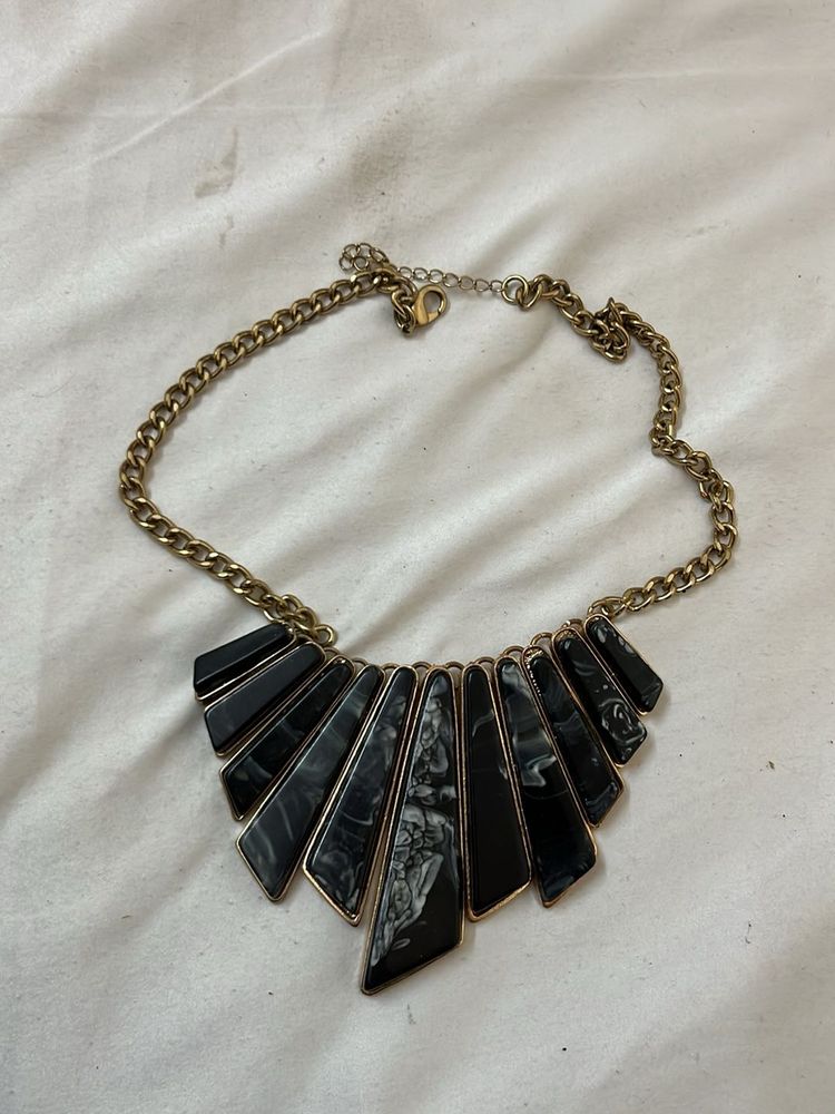 Statement Black &amp; White Marble Necklace