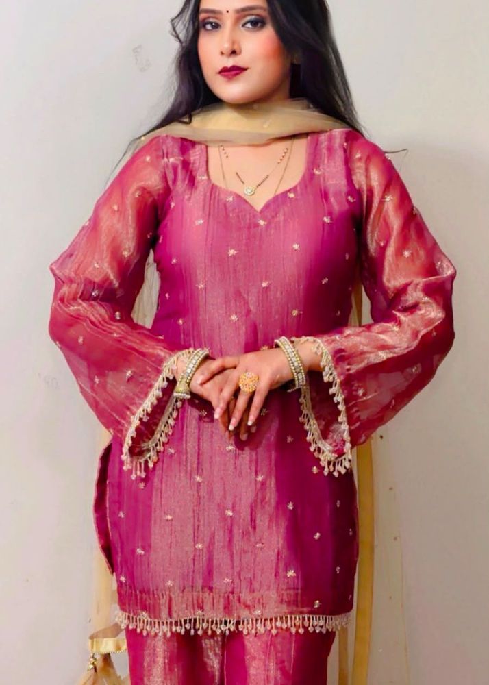Stunning Magenta Embroidered Kurta Set
