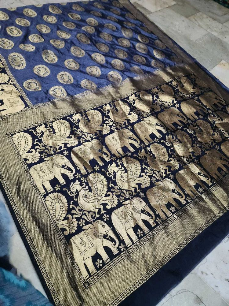 heavy quality pattu Saree with Elephant Motif