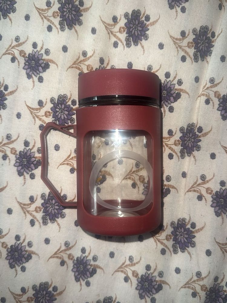 Maroon Glass Water Bottle with Handle