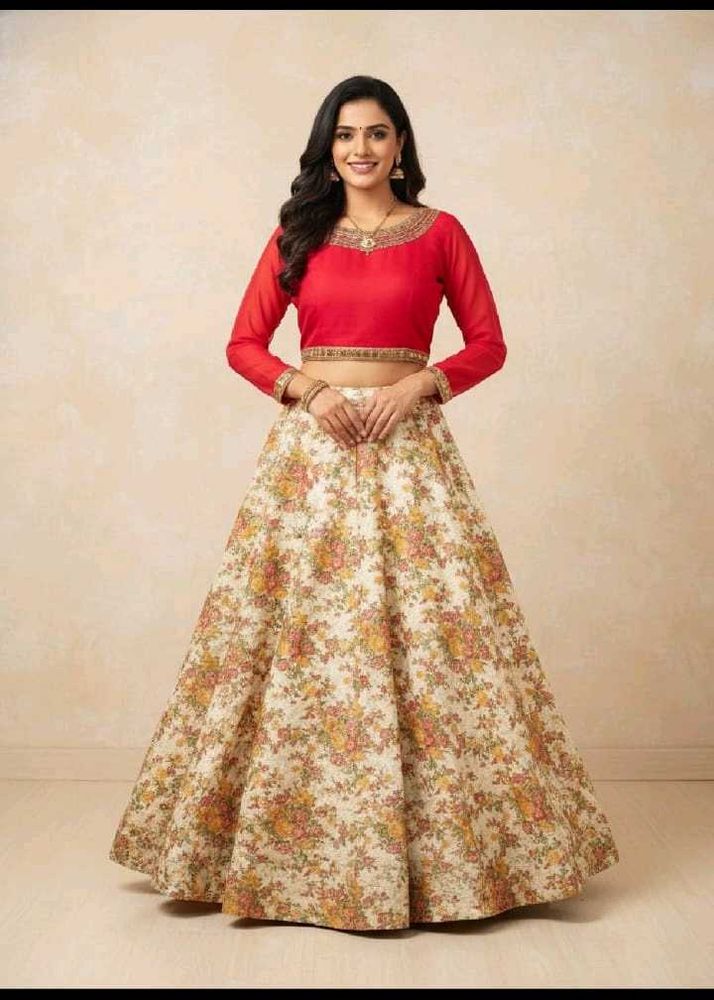 Floral Print Lehenga Choli Set