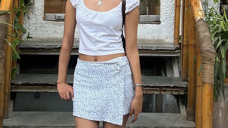 White Floral Mini Skort 🌸
