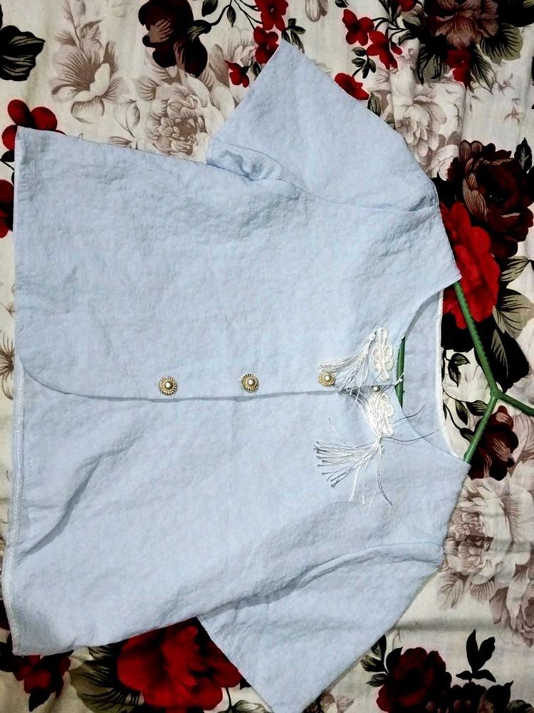 Elegant Blue Embroidered top
