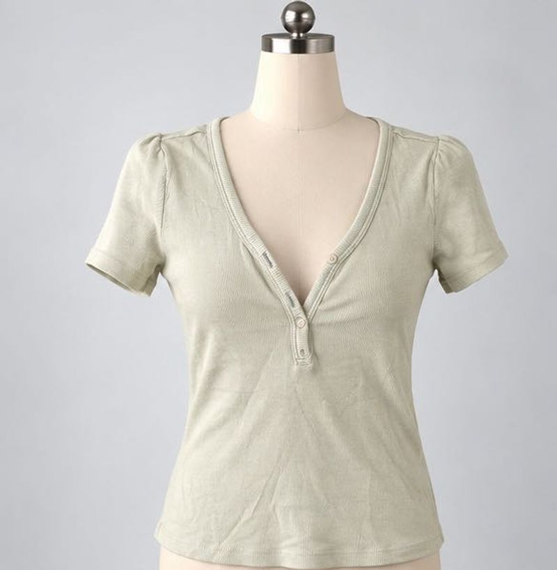 Soft V-Neck Henley T-Shirt