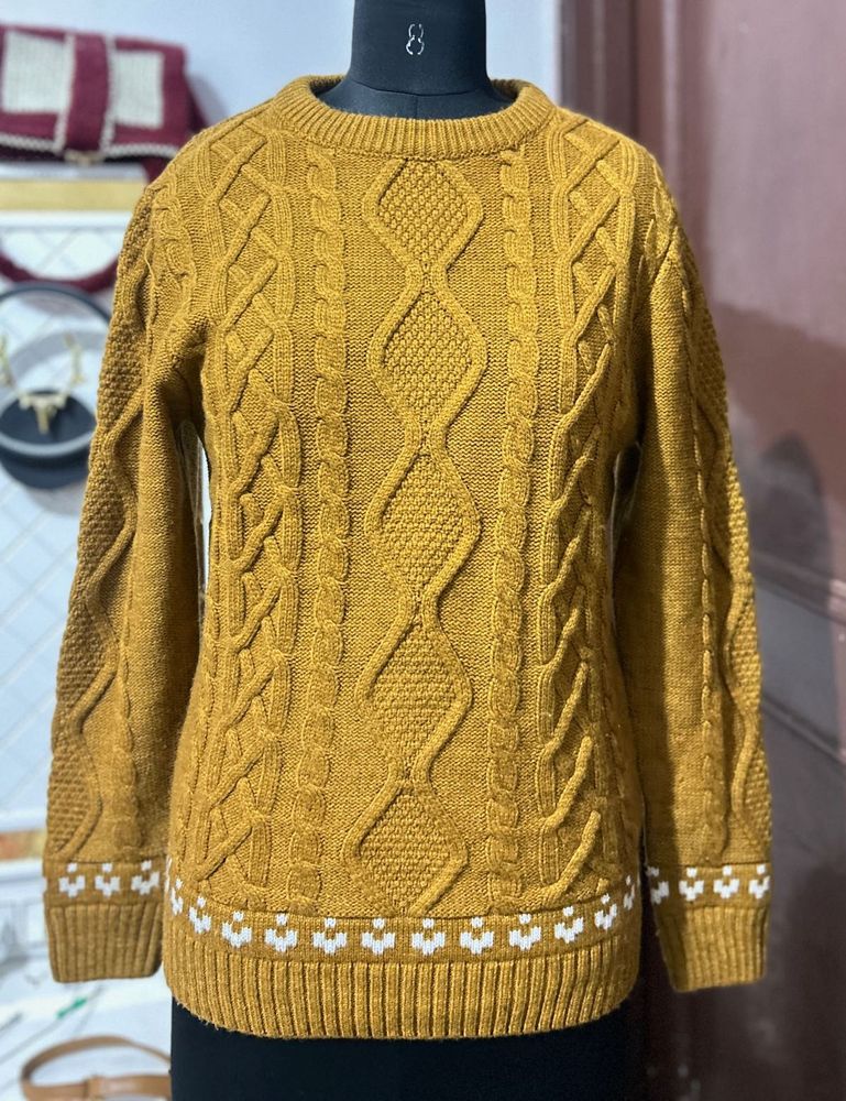 Mustard Cable Knit Sweater
