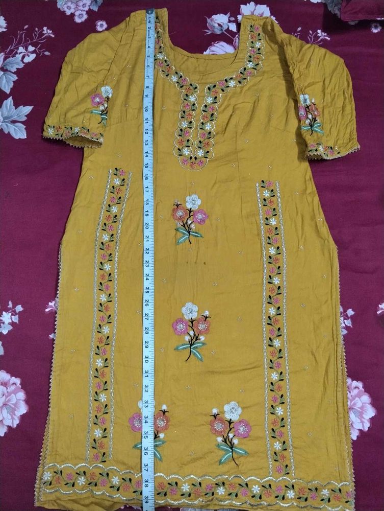 Embroidered Yellow Kurta