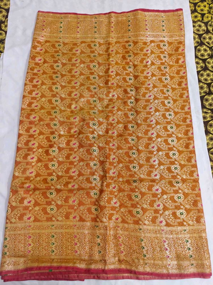 Elegant Orange Banarasi Silk Saree