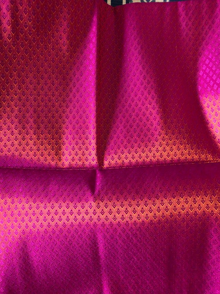brocade silk dual tone pink gold blouse material