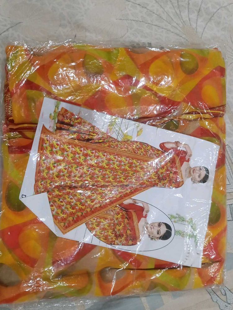 Vibrant Abstract Print Saree