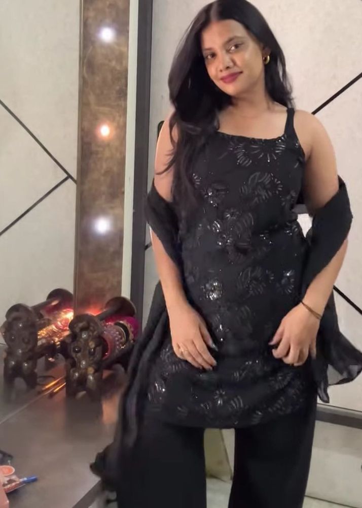 Elegant Black Sequin Kurta Set