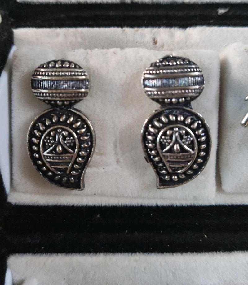 Oxidised Antique Silver Dangle Earrings
