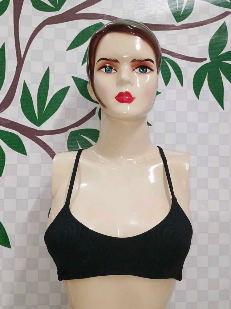 (431)Black Ribbed Bralette