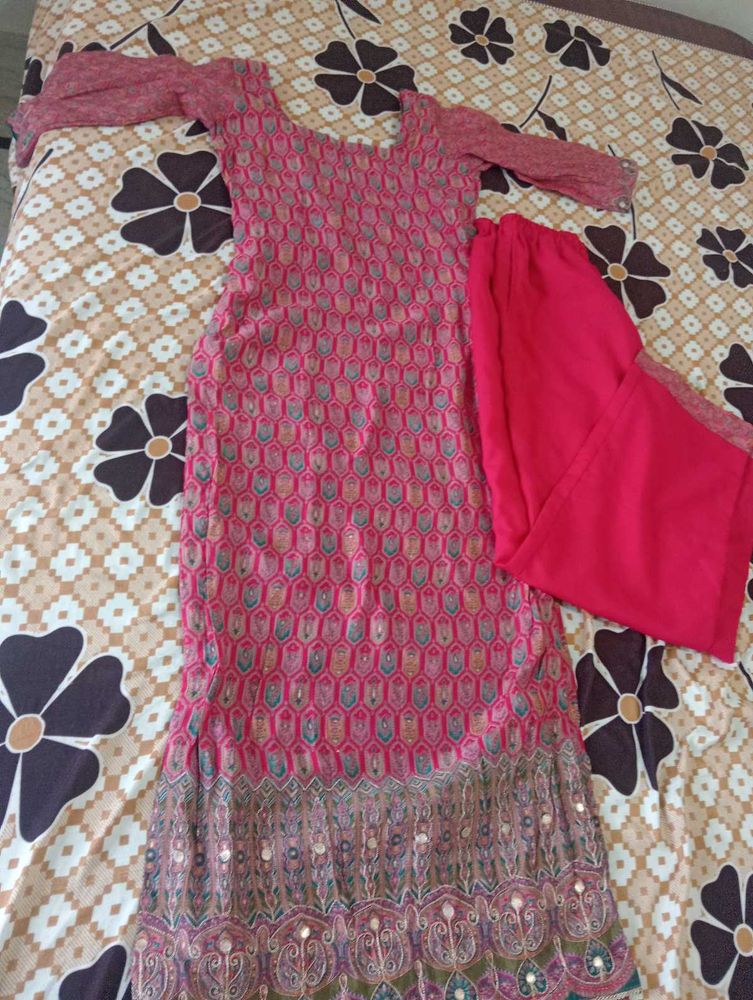 Cotton Work Kurta Set Wit Duapata