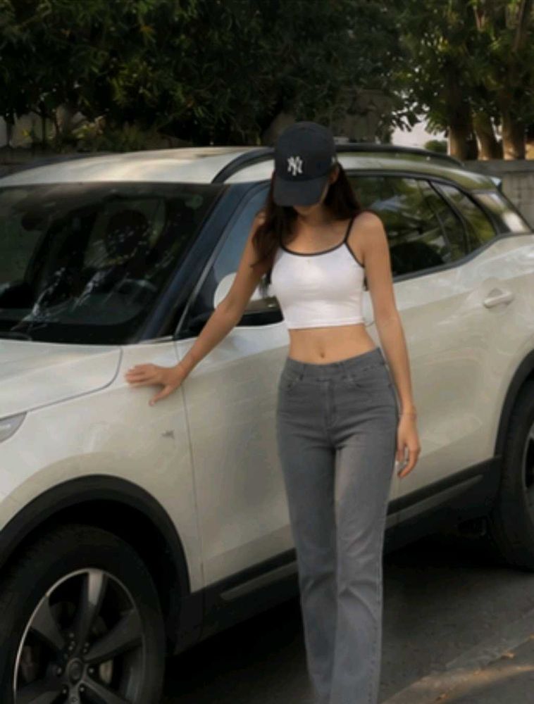 🤍Grey High Waist Flexible  Jeggings |❣️