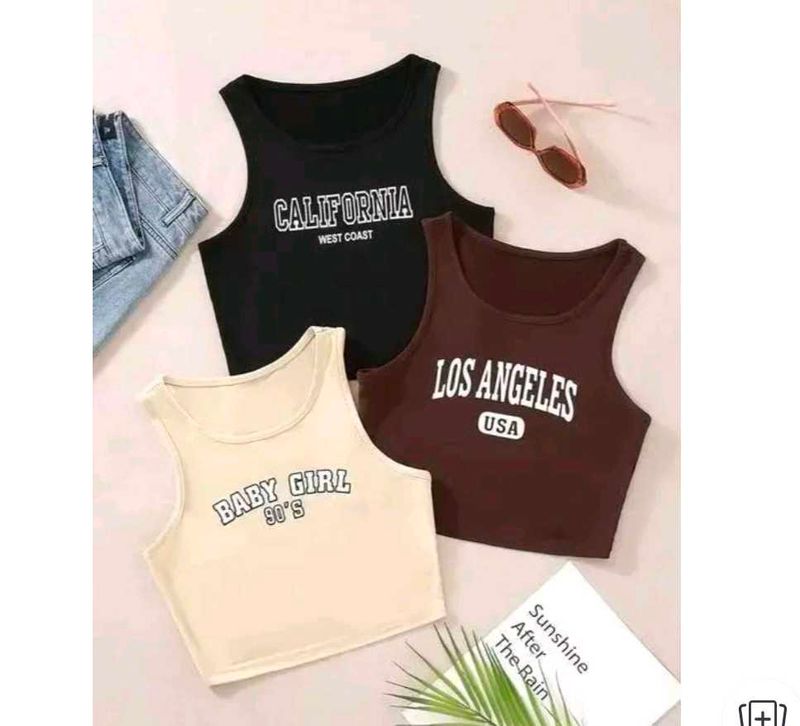 Graphic Crop Tops - Set of 3
