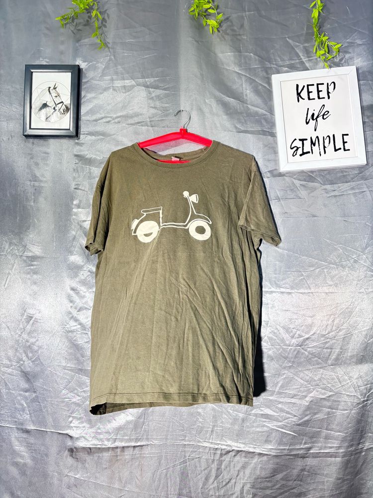 Olive Green Graphic T-Shirt