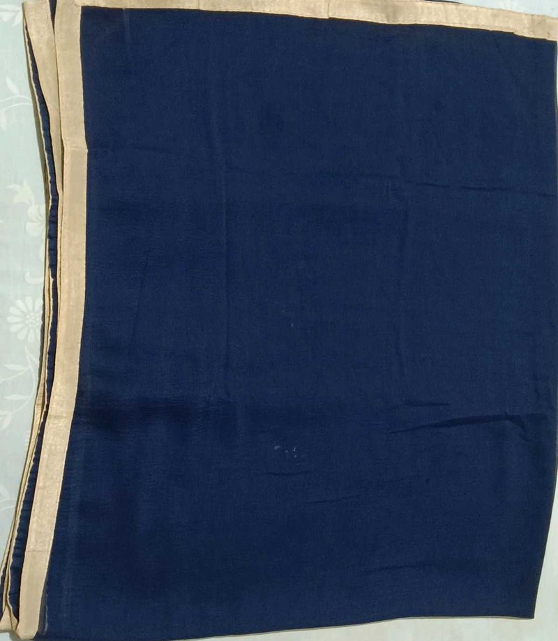 Elegant Navy Dupatta with Golden Border