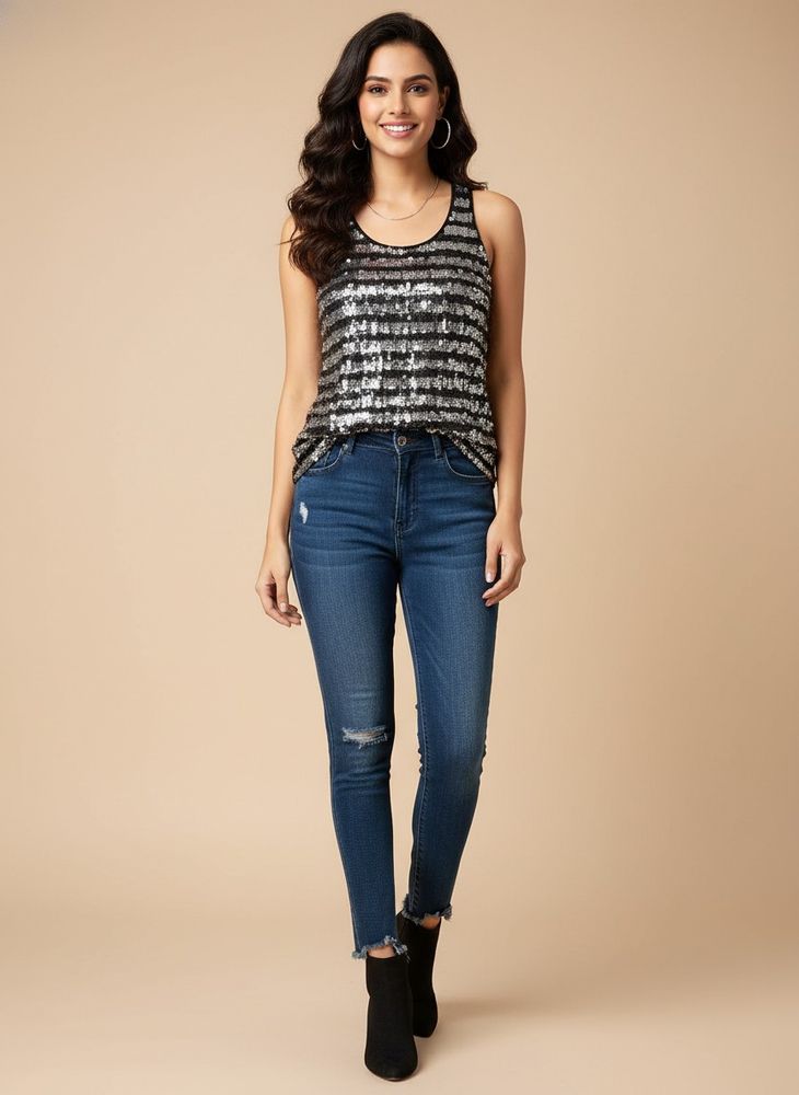 Mango Sparkling Sequin Tank Top