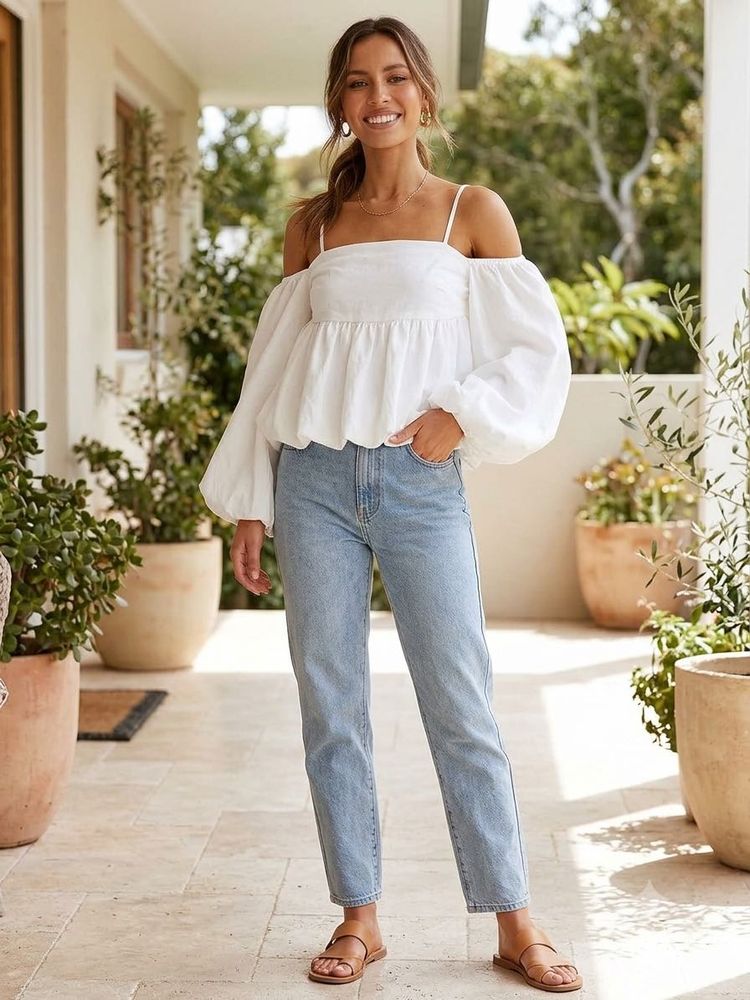 Off-Shoulder White Peplum Top negotiable
