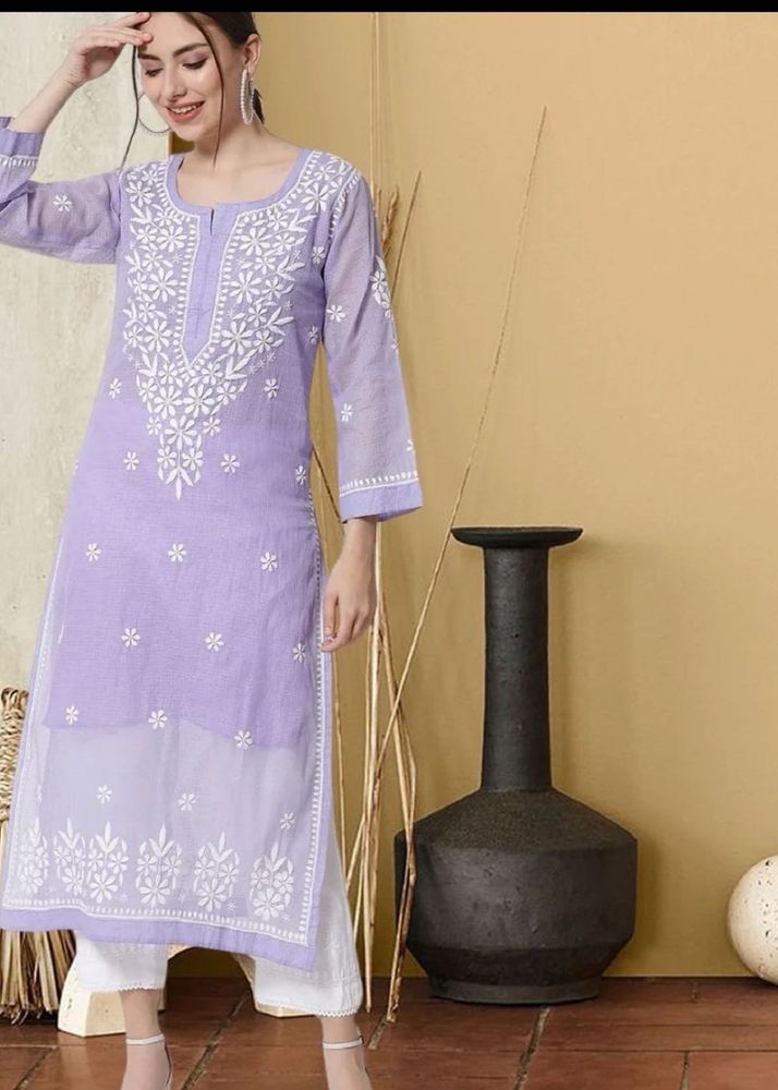 Elegant Lavender Chikankari Kurta