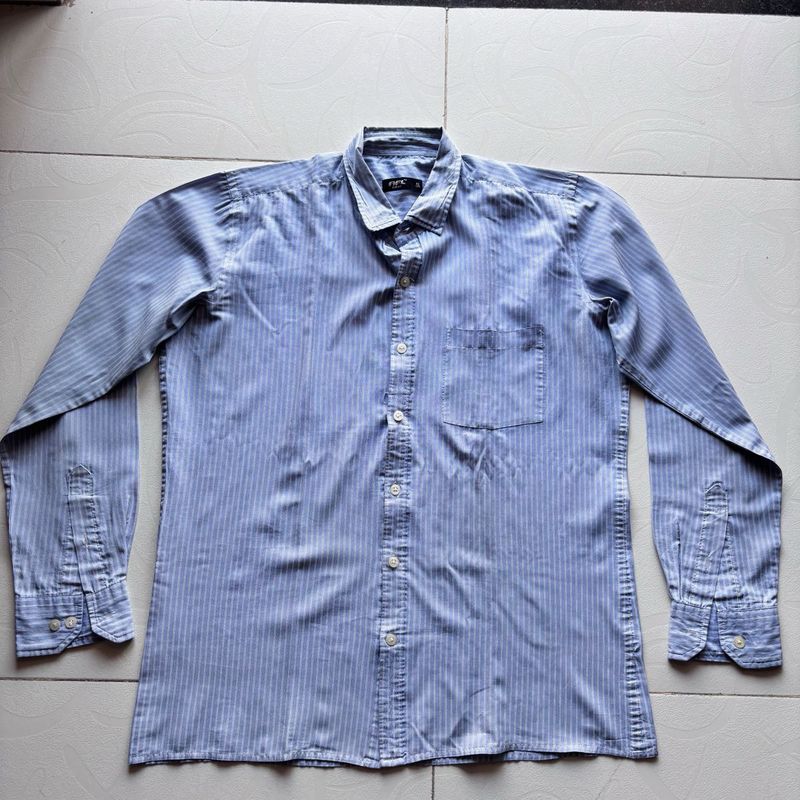 Men's Blue Striped Button-Down Shirt