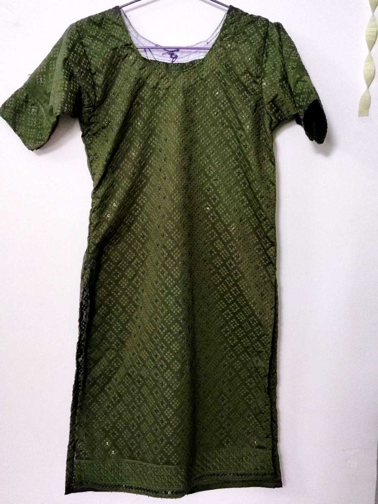 🆕 Embroidery Olive Green Kurta😍
