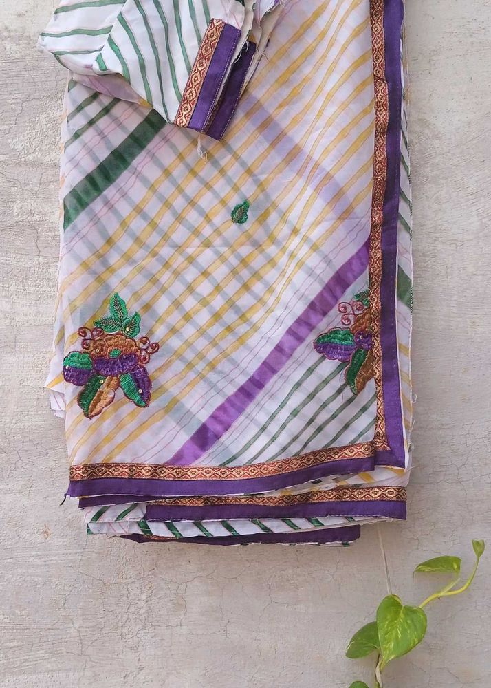 💜 Elegant Purple Border Leheriya Saree – Good Con