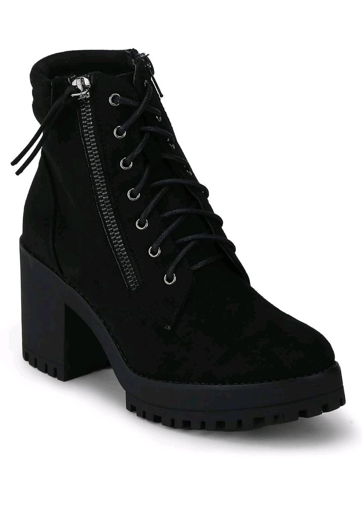 Block Heel Boots With Zip