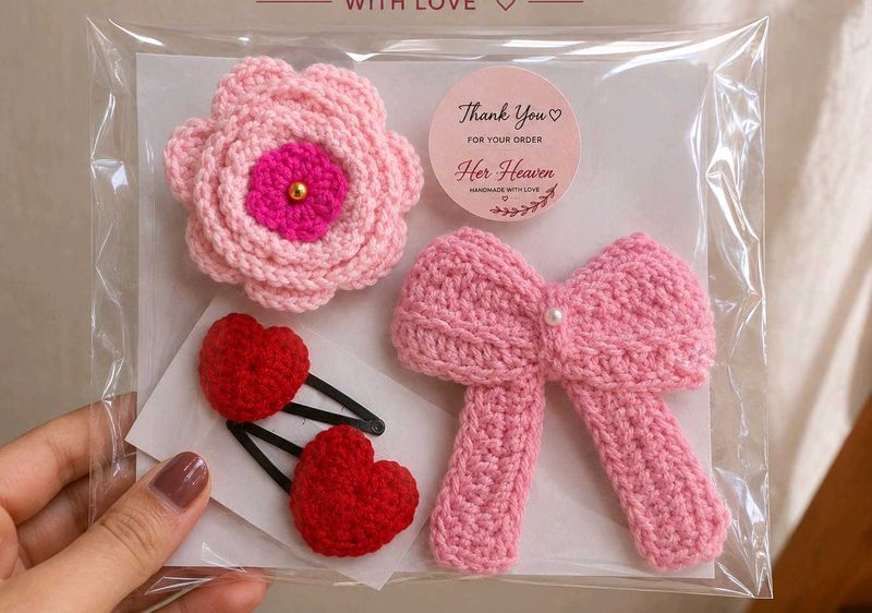Handmade Crochet Hair Clip Set