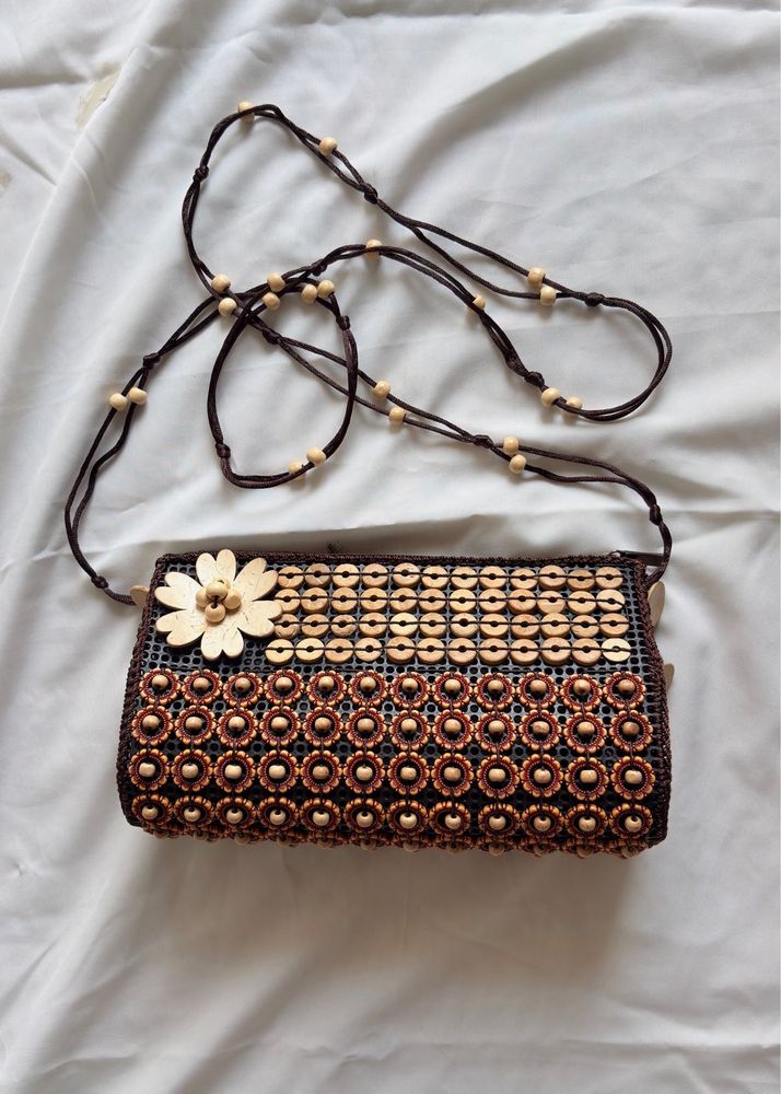 Vintage Beaded Clutch with Flower Detail