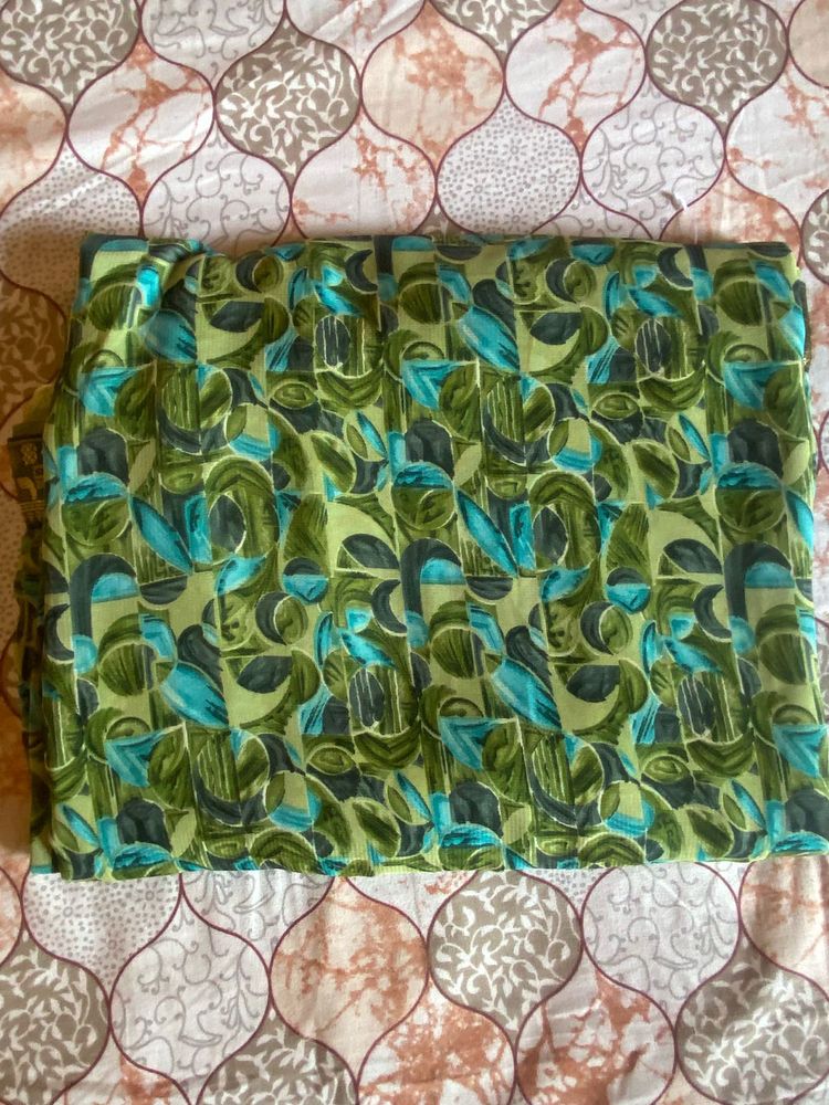 Green &amp; Blue Abstract Print Dress Material