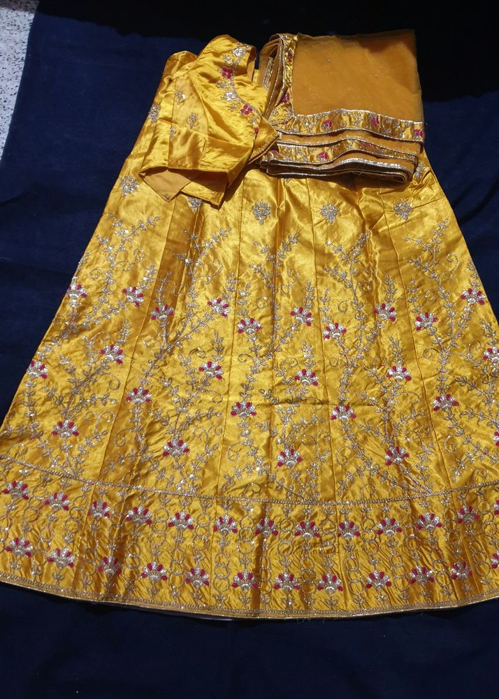 Golden Embroidered Lehenga Choli Set